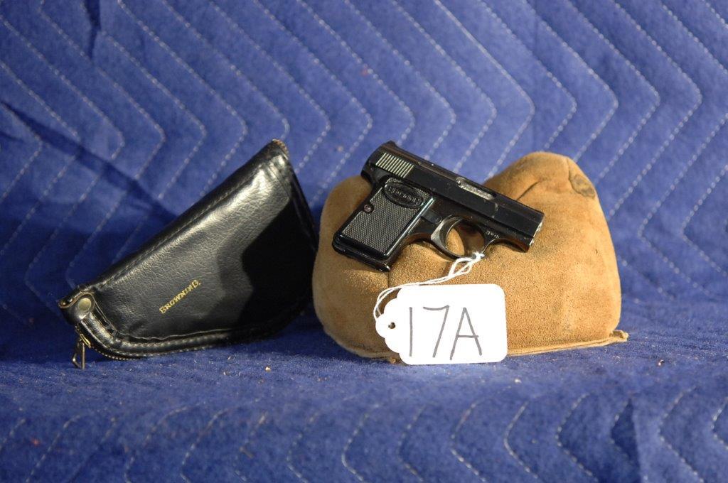 Browning Baby: Browning Baby. 25ACP. 2" bbl. With Browning case. In excellent condition. Belgian made. Serial No. 356228.