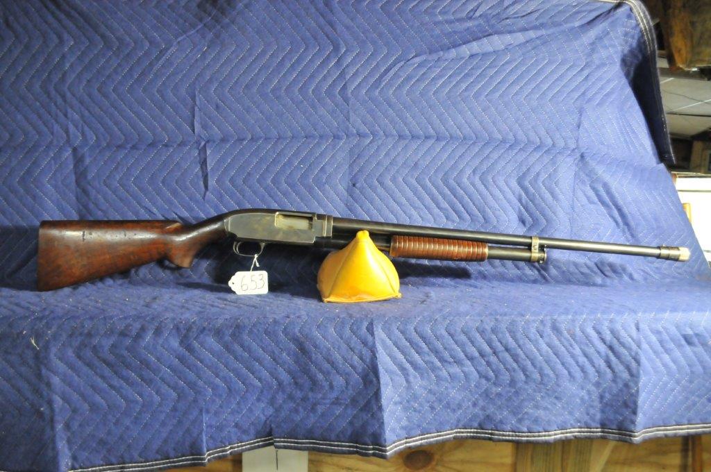 Winchester Model 12: Winchester Model 12. 2.75" 12 gauge. 28" bbl. C-lect choke. Finish worn both stock and receiver. No butt pad. Serial No. 997590 (barrel and receiver).