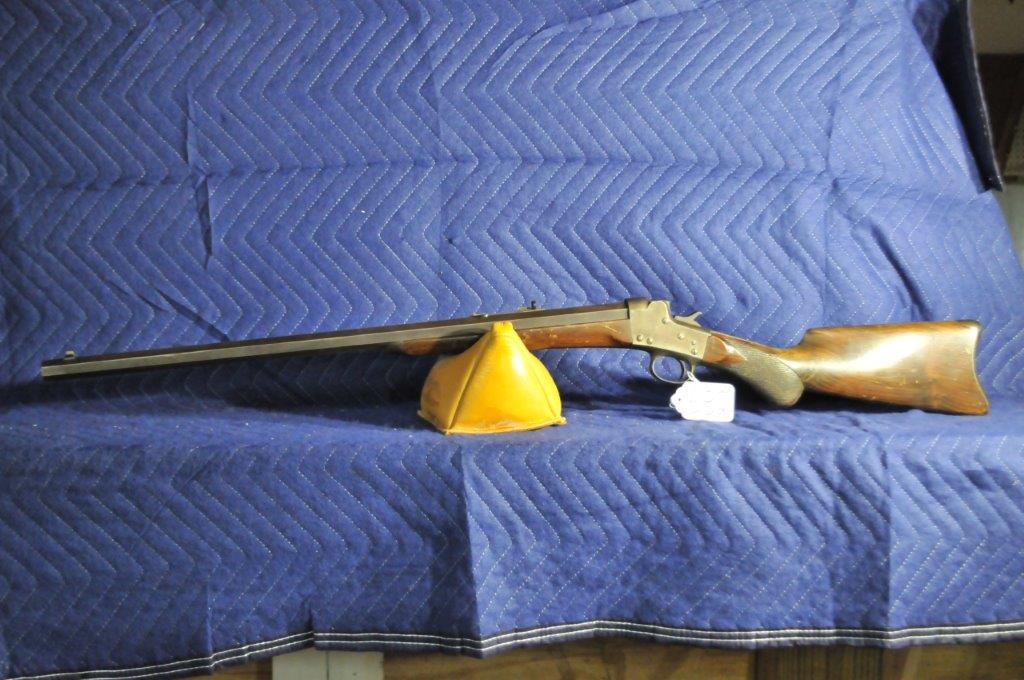 Remington Hepburn Pat.: Remington Hepburn Pat. 1879 patent date. 32-1 5/8 cal. 25" bbl. Minor pitting. Some marks on the stock. Serial No. 5016. No FFL needed.