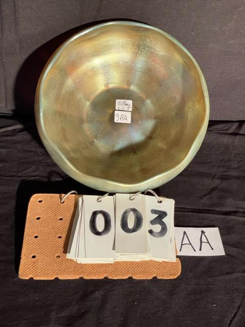 Tiffany L.C.T. Signed Gold Favrile Bowl: Tiffany L.C.T. Signed Gold Favrile Bowl. Signed Louis Comfort Tiffany (Tiffany Studios) Hand Blown with pontil mark measuring 8 1/2" Diameter and 3 3/4" High Bowl Circa early 1900s