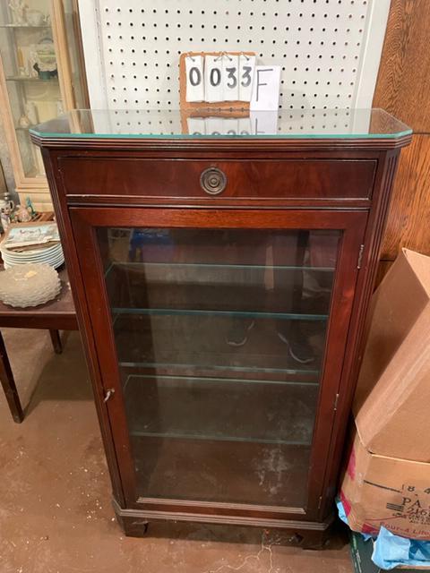 Mahogany 1920s Narrow 1 Door 1 Drawer Cabinet With Key: Mahogany Association Inc. Genuine Mahogany 1920s Narrow 1 Door 1 Drawer Cabinet With Original Key. 1 Drawer, 1 Glass Door 1920s Narrow #184 Cabinet with glass 3, adjustable shelves with original key. 