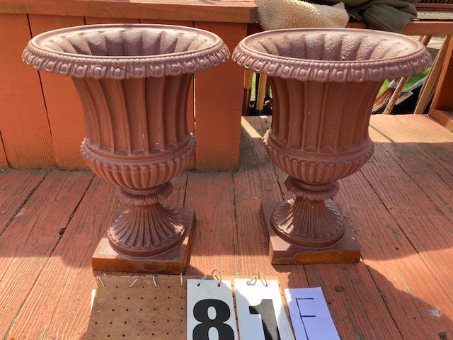 Two 1890s Matching American Cast Iron Jardineers: Two 1890s matching American cast iron jardineers. Each are 14"w x 19"h. Both in excellent condition. Please read the Terms and Conditions of this auction thoroughly for IMPORTANT bidder information.