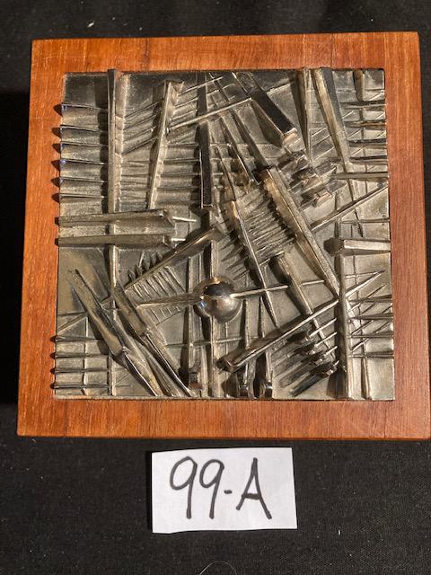 Signed Arnaldo Pomodoro Mahogany/Bronze Trinket Box: Signed Arnaldo Pomodoro mahogany and bronze trinket box. Born in 1926 in Morciano, Emilla, Romagna, Italy, Arnaldo Pomodoro is known for spherical abstract public sculptures. Go to askart.com to see m