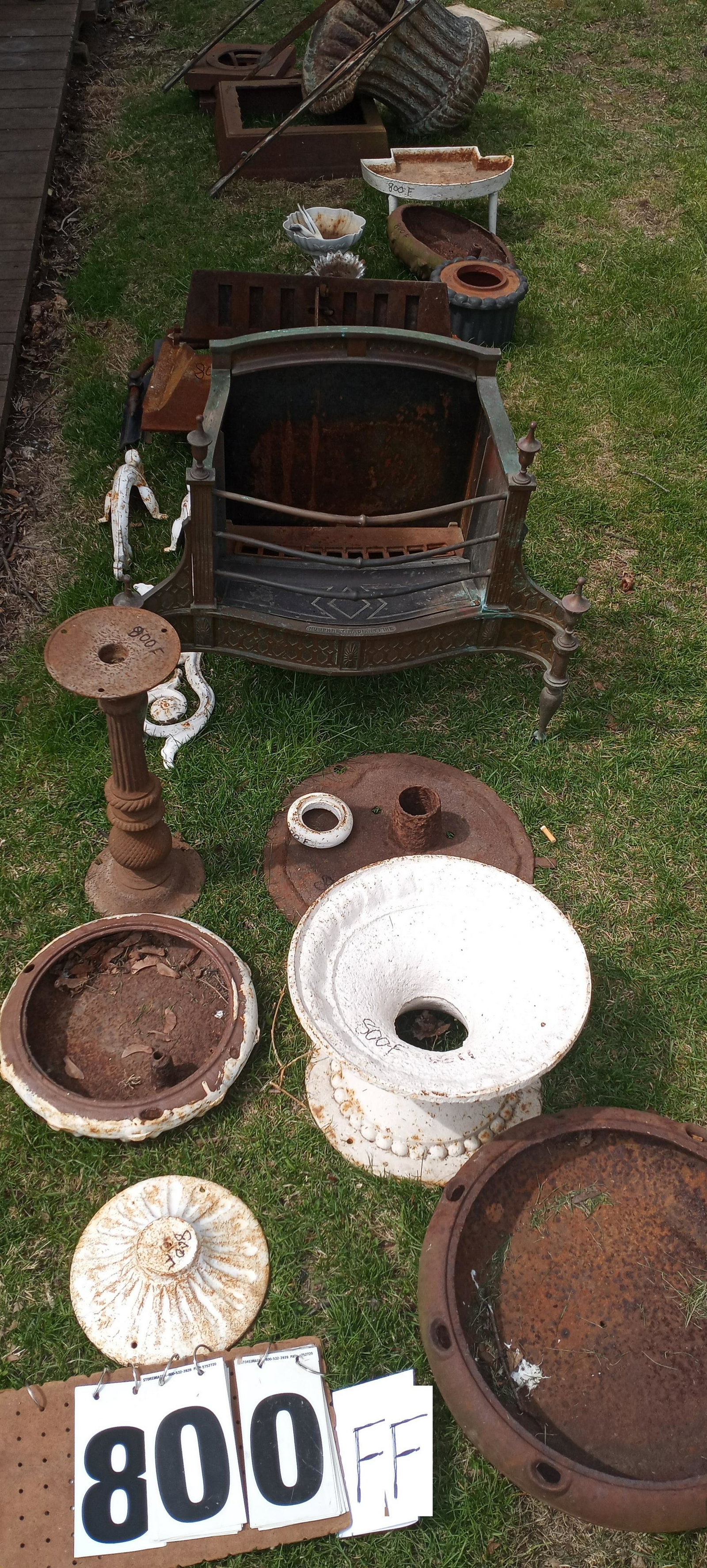 30 Miscellaneous 19c Jardineer Pieces and Fireplace Insert: 30 miscellaneous 19th century jardineer pieces and one nice solid brass fireplace insert. Please read the Terms and Conditions of this auction thoroughly for IMPORTANT bidder information.