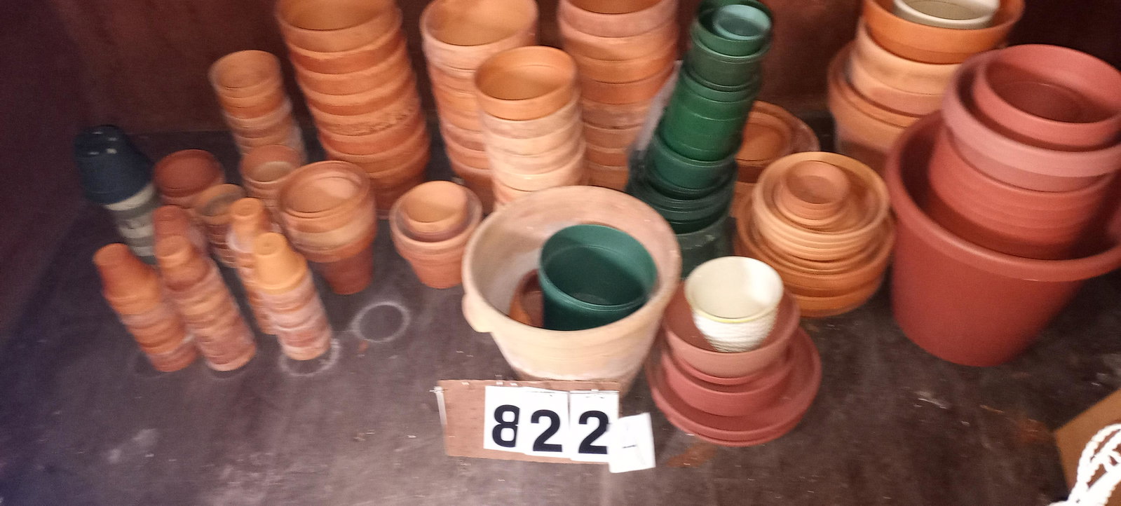 100+ 1950s Red Clay Flower Pots: 100+ 1950s red clay flower pots. Please read the Terms and Conditions of this auction thoroughly for IMPORTANT bidder information.