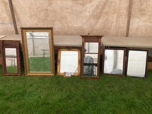 Six Antique Wall Mirrors: Six antique wall mirrors. Two 1830s American two part mirrors. Two 1890s American mirrors. One nicely hand in laid American 1890s mirror. One 1930s mirror. Please read the Terms and Conditions of this