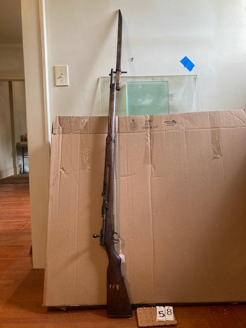 Japanese Rifle with Bayonet and Harpers Weeklies Prints: Japanese rifle with bayonet and reprints of Harpers Weeklies copies.