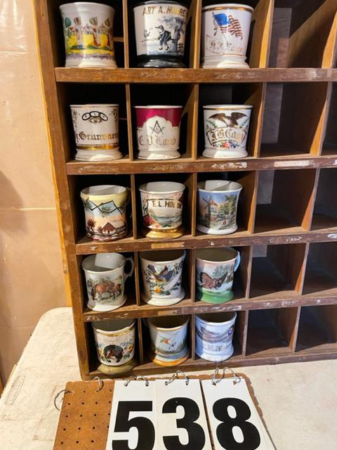 15 Exceptional 19c Occupational Shaving Mugs: 15 exceptional 19th century hand painted occupational shaving mugs. See photos. These occupational shaving mugs are from a collection that was collection over more than 60 years by a single person. Th