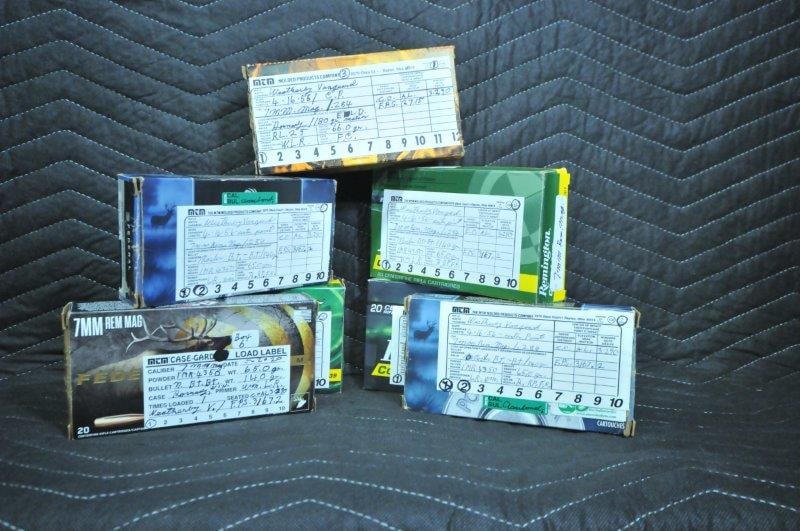 7mm Remington Magnum Ammo: 147 rounds of 7mm Remington Magnum ammunition, reloads. 140 grain, nosler, boat tail. See photos.