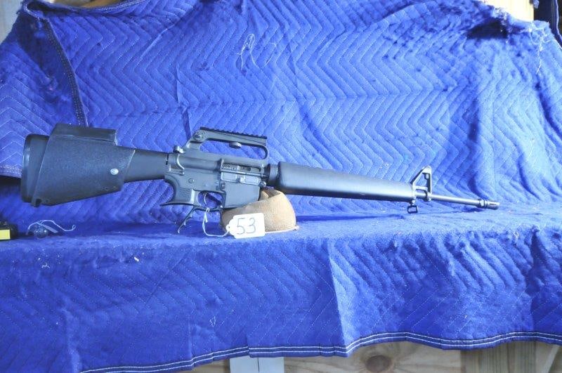 Colt SP1 Sporter: Colt SP1 Sporter 223. 20" barrel. Scope mount, cheek rest. Alterations for target and NY use. Serial No. SP151431. We do not believe this is fully NY compliant.