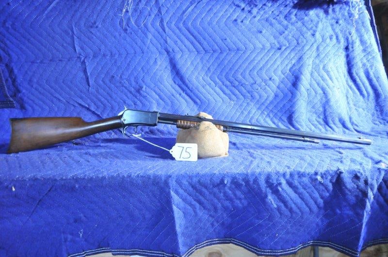 Winchester Model 1890 22 WMR: Winchester Model 1890. 22 WMR. Pump action, take down. 24" full octagon barrel. Minimal pitting and minimal wear on the stock and finish. Serial No. 187628. Manufactures in 1904.