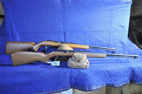 Pair of 22 Caliber Rifles: Pair of 22 caliber rifles. Marlin/Glenfield Model 60. 22LR only. 22" barrel. Some pitting. Springfield Savage Model 187A. 22S/L/LR. 20" barrel. 22S/L is bolt action and 22LR is semi-auto. Some pitting