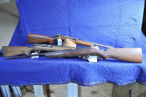 Gunsmith Special - Three 22 Caliber Rifles: Gunsmith special - three 22 caliber rifles. One Winchester Model 74. 22LR only. Serial No. 110240. One Wards Westernfield/Montgomery Ward Model 85-SB85. 22S/L/LR. 22S/L is bolt action and 22LR is semi