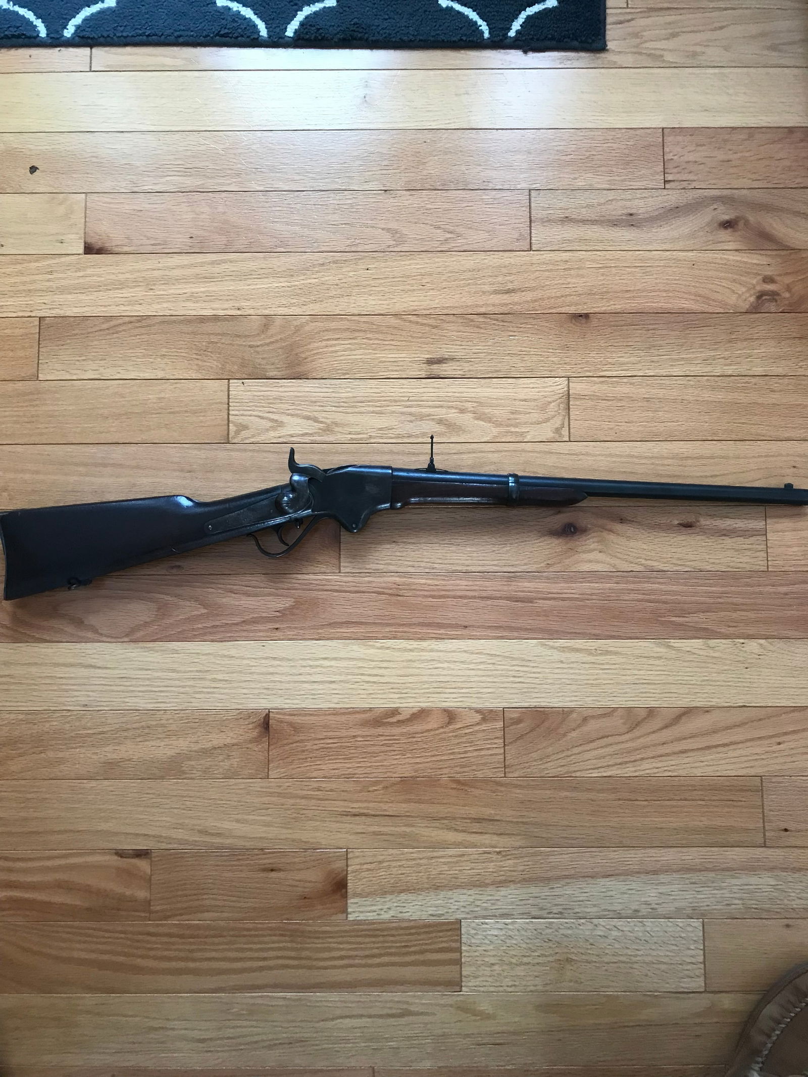 Spencer Repeating Carbine - Civil War Era: Spencer Repeating Carbine - Civil War era. 52 rimfire. 22" barrel. Correct sling swivel on butt and correct sights on barrel. Excellent condition with blued barrel. Original finish on walnut rear and