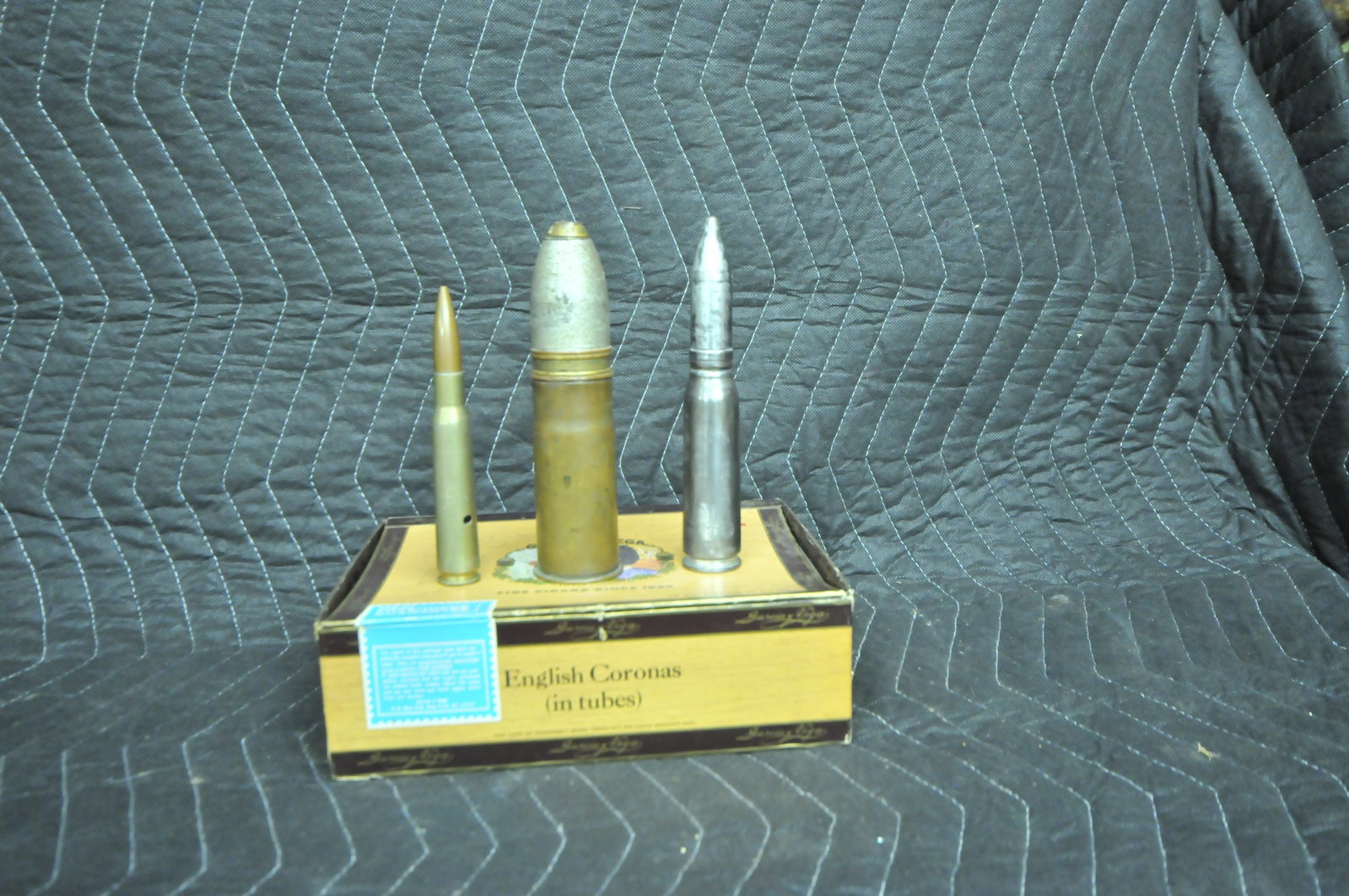 Three Antique Inert Military Shells: Three antique inert military shells. One 50 BMG, one 20mm and one other. See photos.