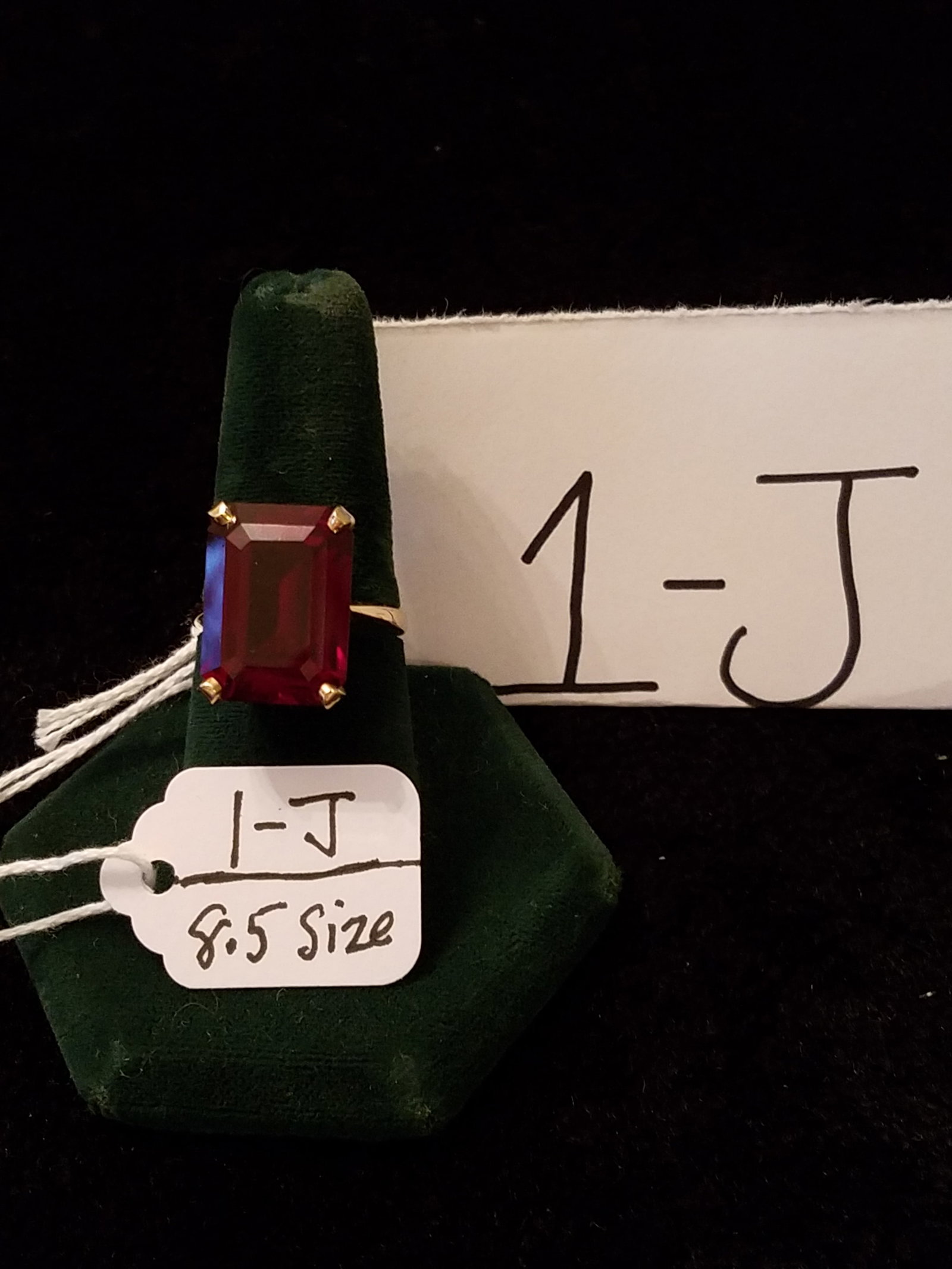 Ladies 14K Gold Cocktail Ring: Ladies 14K gold cocktail ring with red glass stone (chipped). 5.9 dwt total weight including stone. See photos. From the Potsdam, NY Estate. Please read the Terms and Conditions of this auction thorou