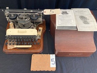 Estate Excellent Hammond Typewriter Co. Multiplex NYC With Carry Case: This is from a minister's estate from Sherrill, NY. In working condition and comes with original sales brochure and 2 vintage boxed ribbon. Weight is approximately 20-30 lbs, measurements are 13.75"l