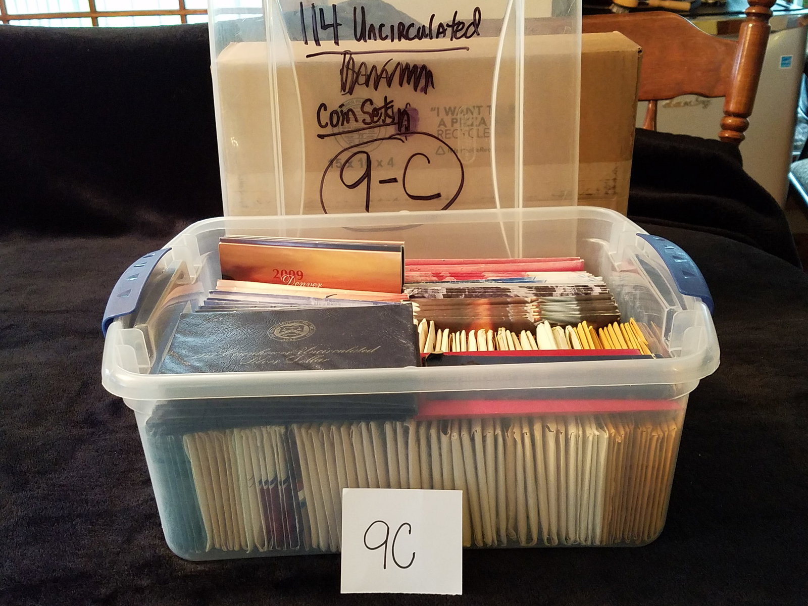 Estate 114 Uncirculated and Proof Coin Sets: 23 of these sets are 90% silver, 10 are uncirculated Eisenhower Silver Dollars dated 1973-1974 and 13 Proof sets dated from 1958 - 1964. The remaining 91 are Uncirculated Coin Sets. All sets being sol