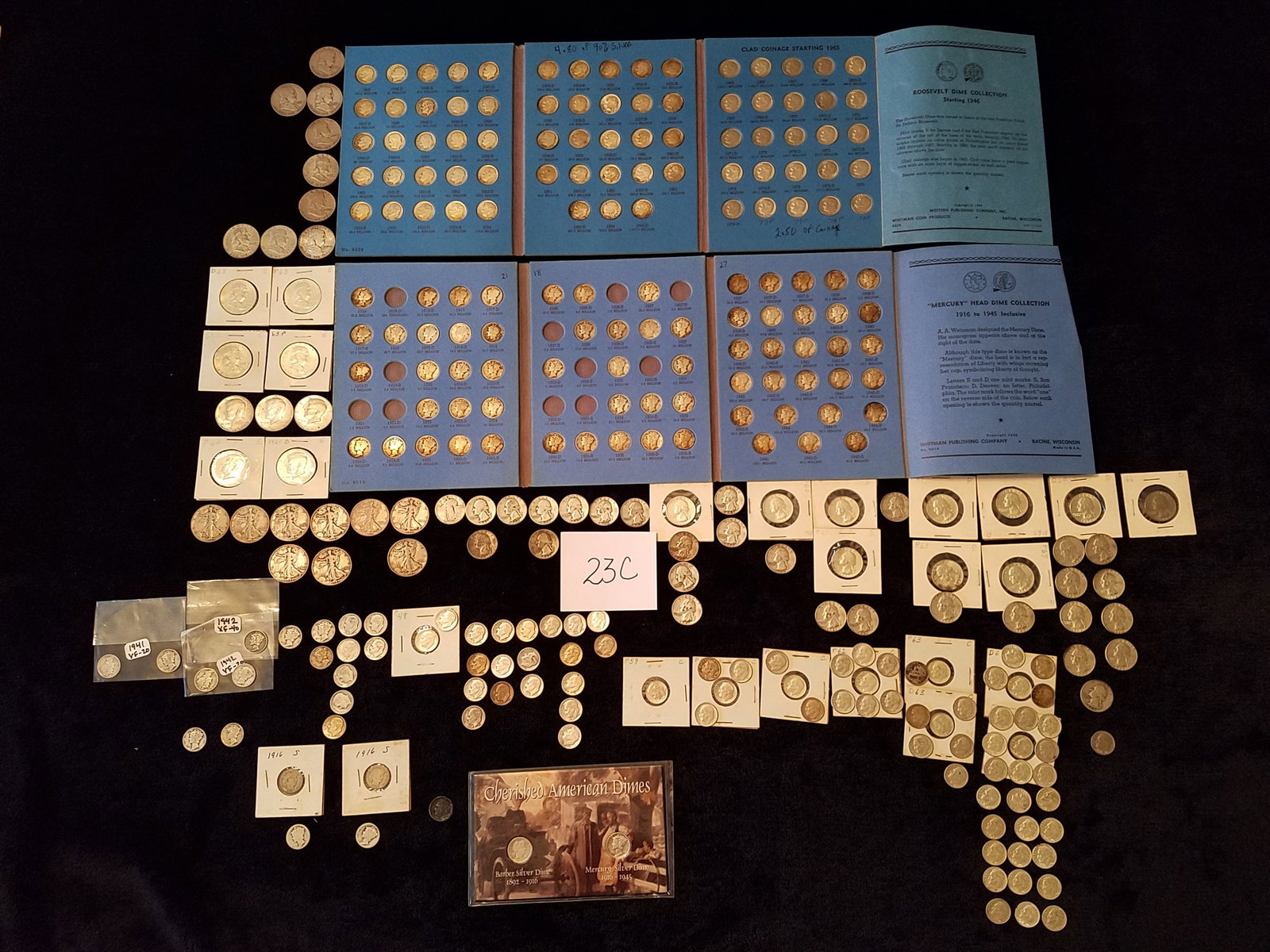 Estate US Silver Coin Collection: Estate US silver coin collection. Total of $46.85 in silver coin. Dimes, Quaters and Halves. See photos. From the Erieville, NY Estate. Please read the Terms and Conditions of this auction thoroughly 