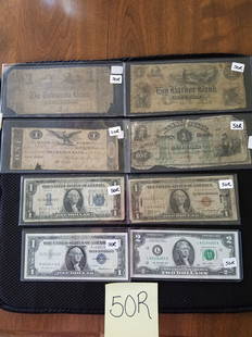 Collection of Eight Paper Currency Notes: Collection of eight paper currency notes. One $1 Kansas State large note. One $1 Egg Harbor Bank large note. One Bank of Hudson/Mechanics Bank note dated 1817. One Towanda, PA large bank note. One 193