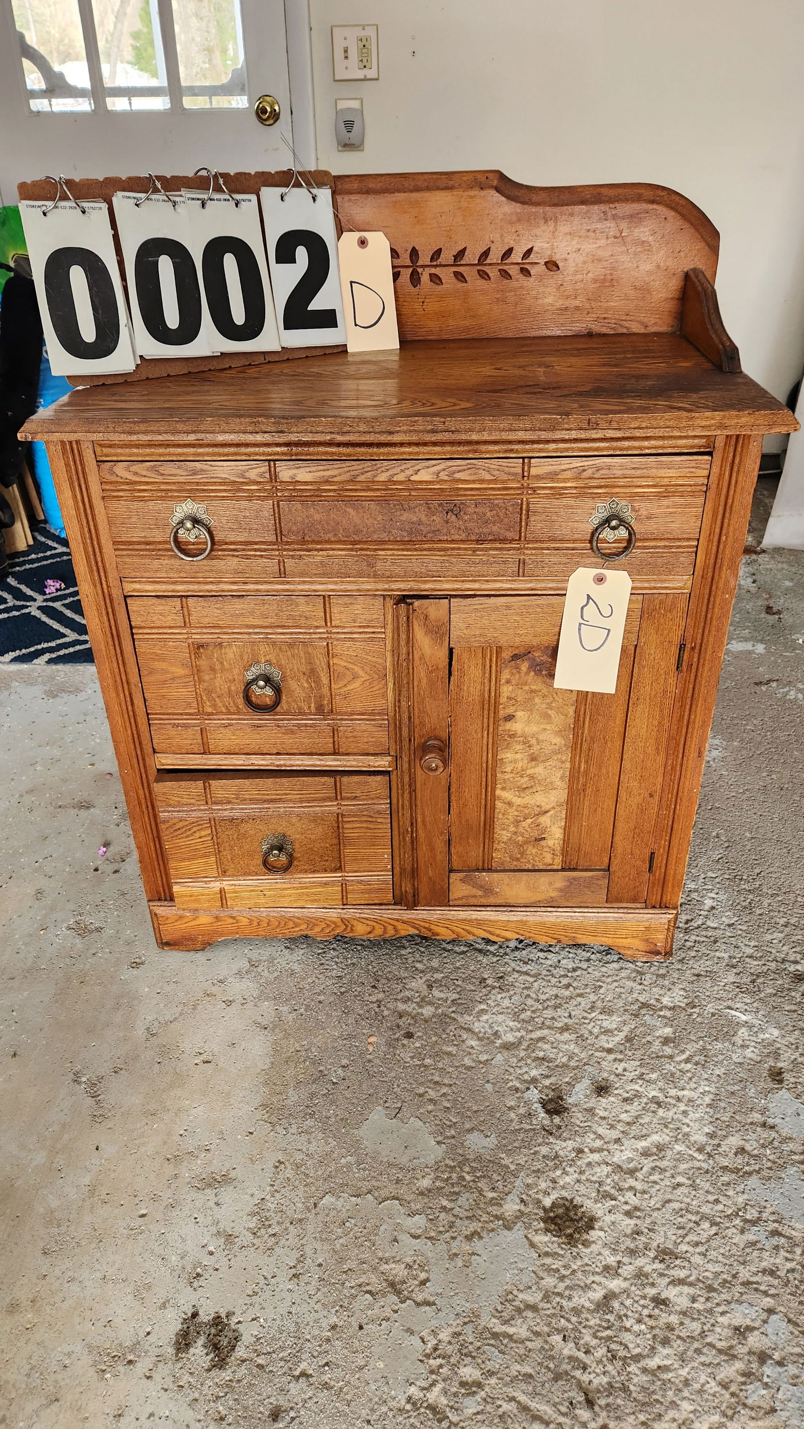 1900s Oak Commode and Ladies Oak Drop Front Desk: 1900s oak commode and ladies oak drop front desk. One 1900s oak commode, 29"l x 16.5"w x 35.5"h. One ladies oak drop front desk with beveled mirror, 24.75"l x 13"w x 46"h. See photos. From the Estate
