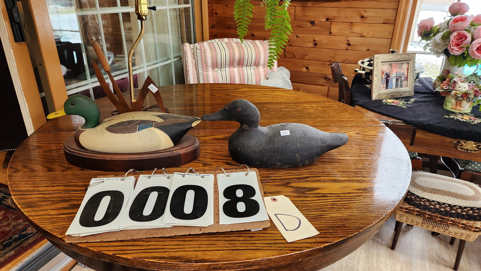 Wood Duck Decoy and Duck Decoy Electric Lamp: One wood duck decoy and one duck decoy electric lamp. The lamp is signed The Decoy Shop Freeport, Maine. H Heap III. See photos. From the Estate of Buddy Hawkes, Esq., Camden, NY. Please read the Term