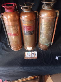 Four Vintage Copper and Brass Fire Extinguishers (1 of 8)