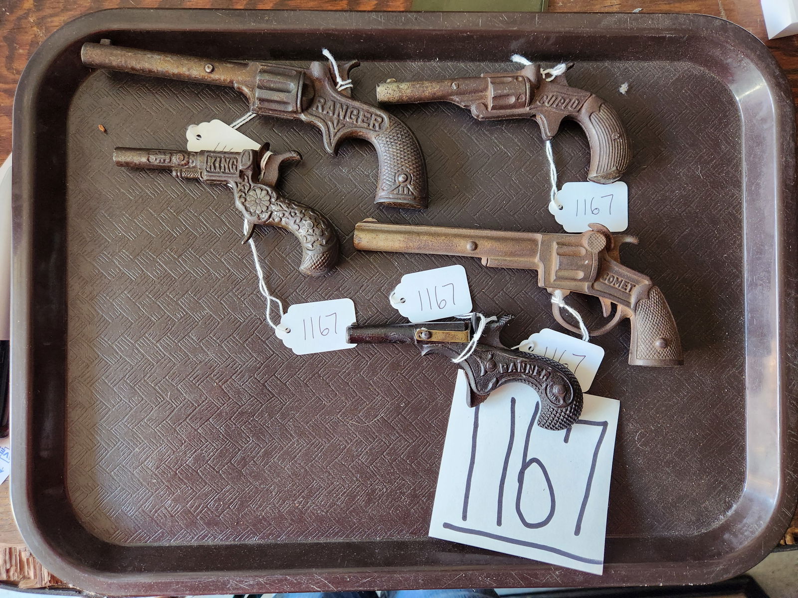 Five Antique Cast Iron Toy Pistols (1 of 1)