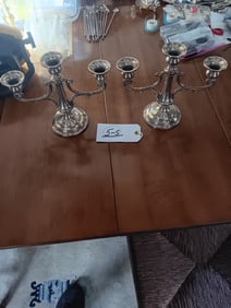 Pair of Weighted Sterling Three-Arm Candelabras