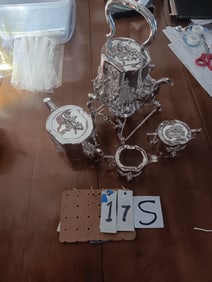 Exceptional Unsigned 19c Silver Plate Tea Set