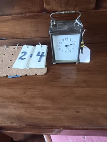 French Carriage Beveled Glass and Brass Clock