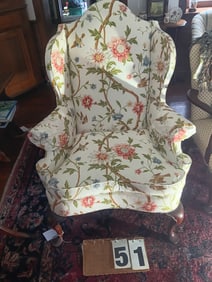 Early American Queen Anne Style Upholstered Side Chair