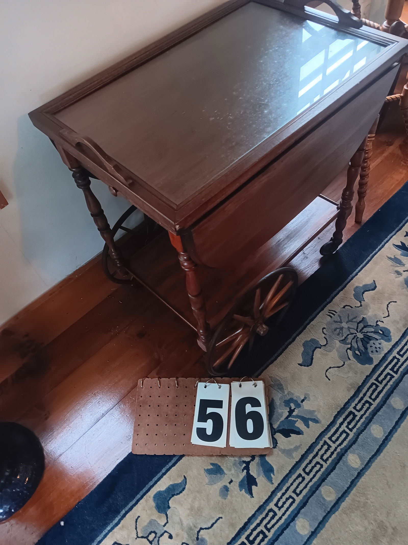 1920s American Tea Cart with Wooden Wheels (1 of 3)