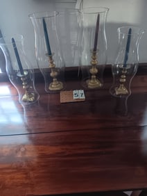 Two Pairs of 1830s Push Up American Candlesticks