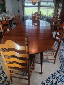 American Queen Anne Solid Rock Maple Table with Four Leaves