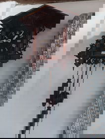 German Walnut Inlaid Cuckoo Clock