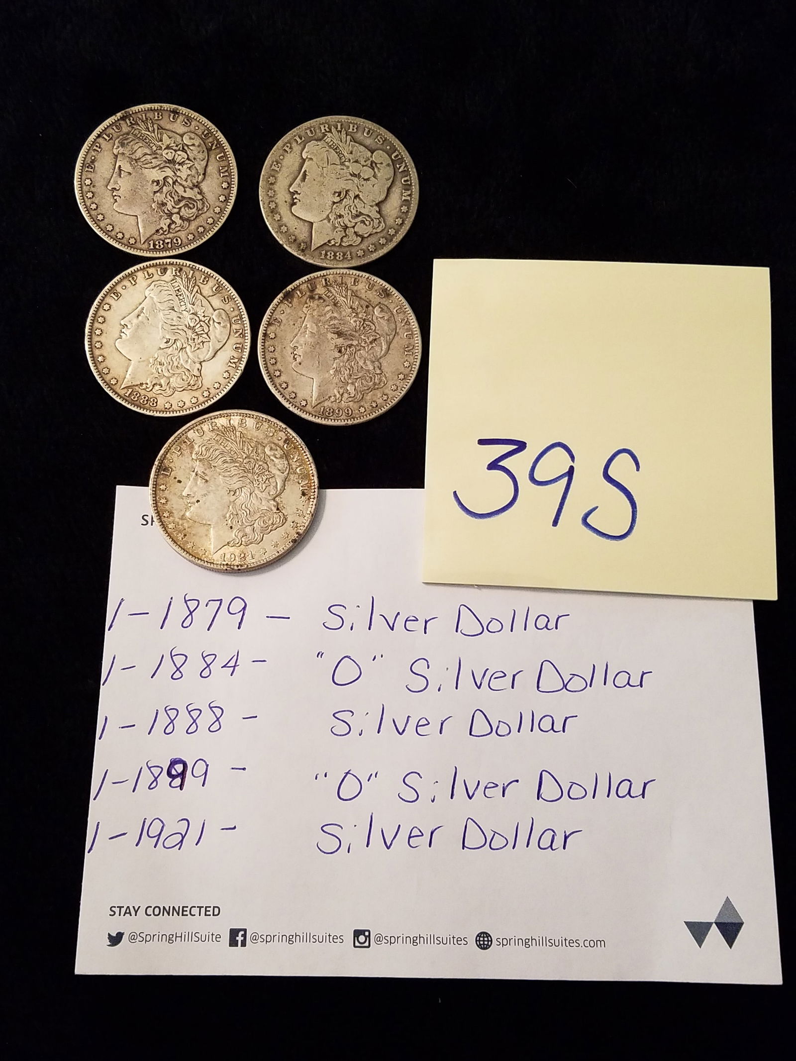 Five US Morgan Silver Dollars (1 of 3)