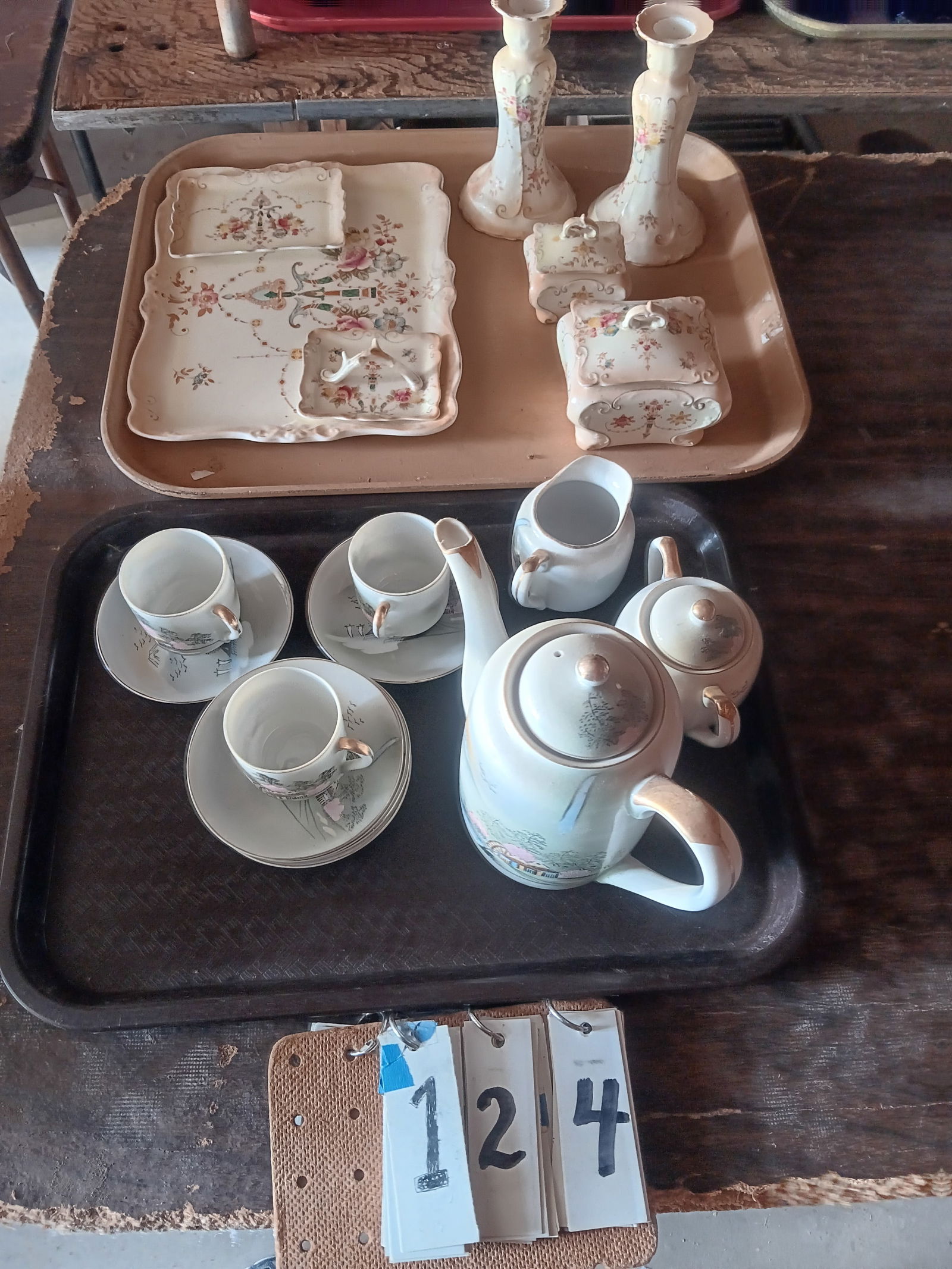 Two Vintage Porcelain Dresser and Tea Sets (1 of 5)