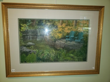 Ruth A. Uhlig Pastel Painting Titled "Mary's Waterfall Garden"