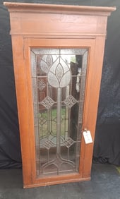 1890s Barbershop Leaded Glass Cabinet