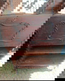 1900s American Oak Drop Front Desk with Mirror