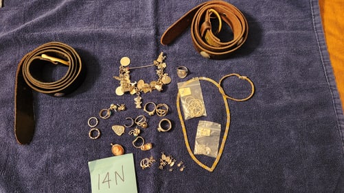 Miscellaneous Sterling Silver Jewlery and Two Coin Belts