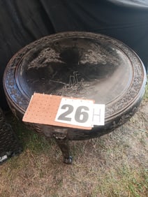 Round Carved Oriental Wooden Table