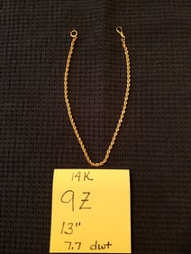 14K Yellow Gold Pocket Watch Chain