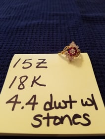 18K Yellow Gold Diamond and Ruby Ring