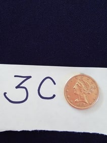 American 1881 $5 Liberty Head Gold Coin