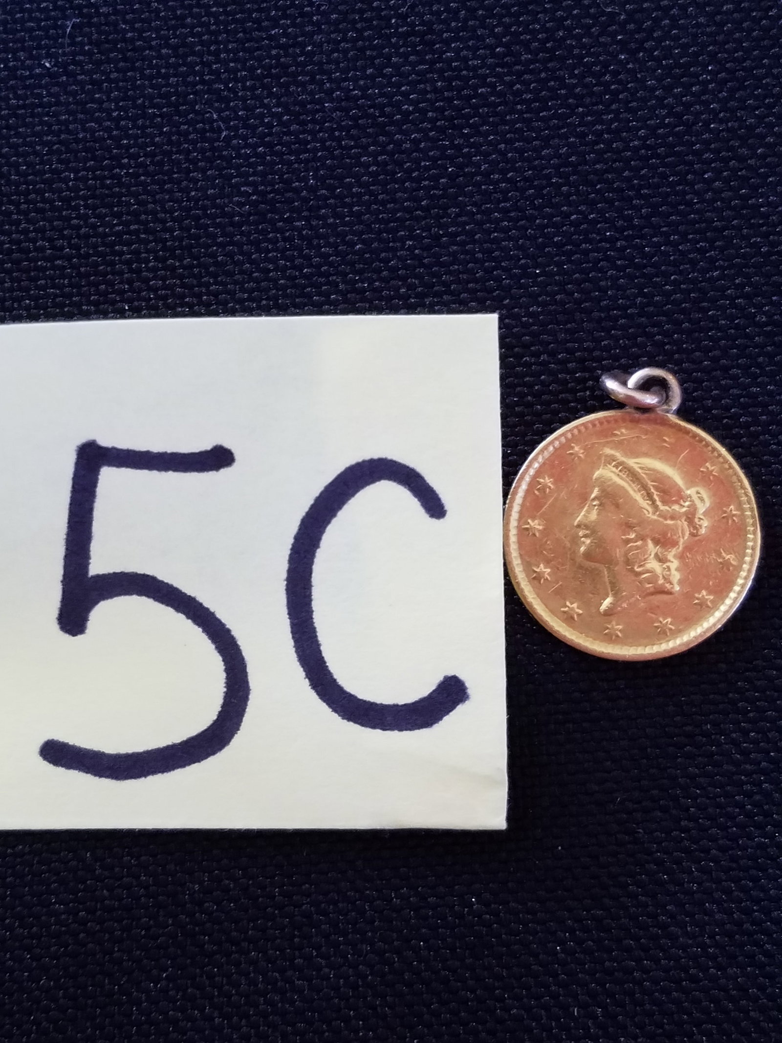 American 1851 $1 Liberty Head Gold Coin Pendant: American 1851 $1 Liberty Head gold coin made into a pendant. 90% gold. See photos.