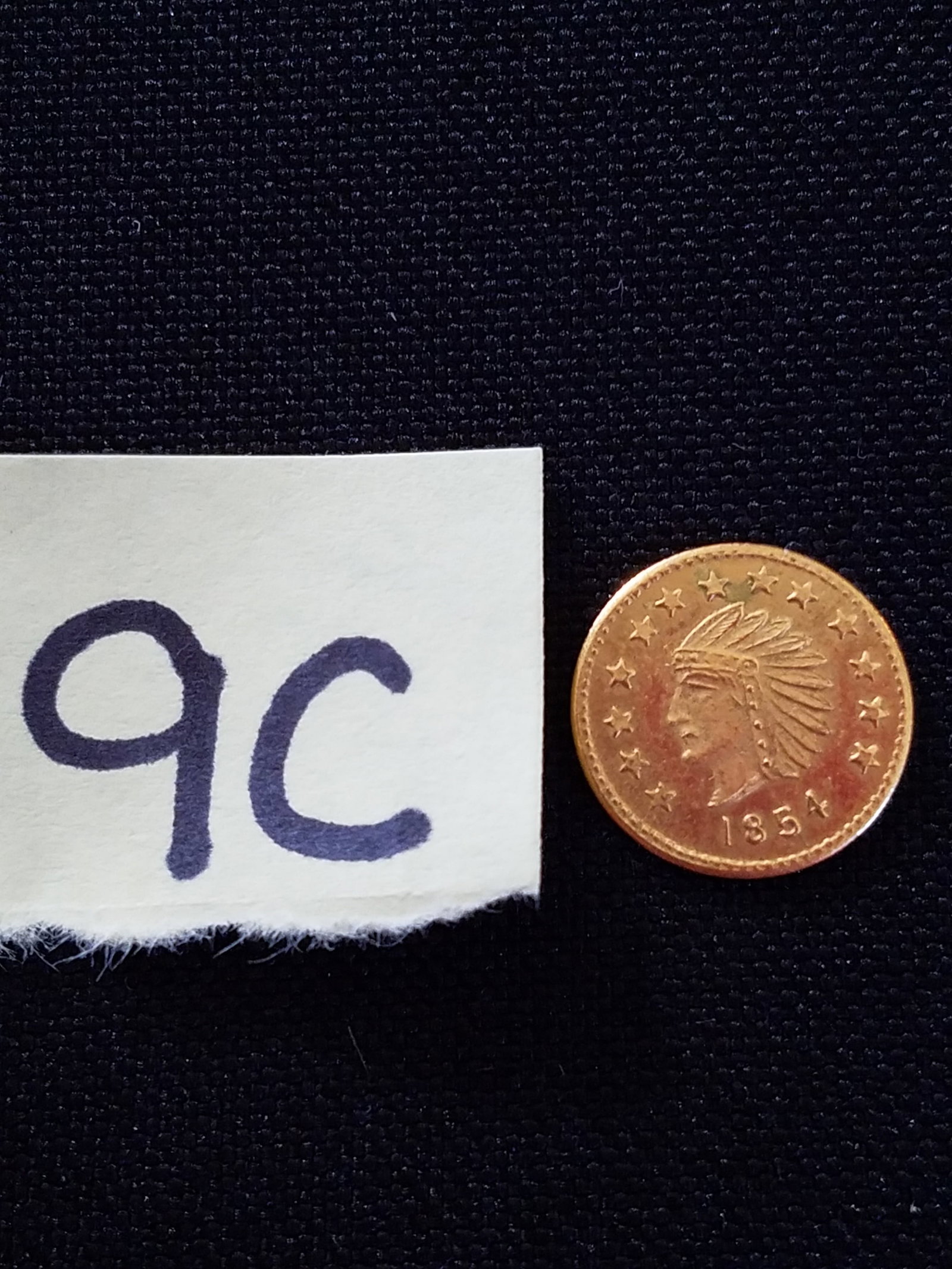 American 1854 50¢ California Gold Coin: American 1854 50¢ California gold coin. 100% gold. In circulated condition. See photos.