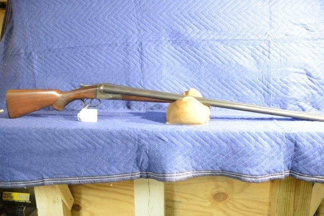 A.H. Fox Sterling Worth SxS Shotgun: A.H. Fox Sterling Worth 16 gauge SxS shotgun. 30" barrels with double triggers. Finish wear on the stock and metal, minimal pitting. Serial No. 97559.