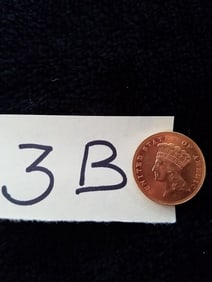 American 1868 $3 Indian Princess Gold Coin